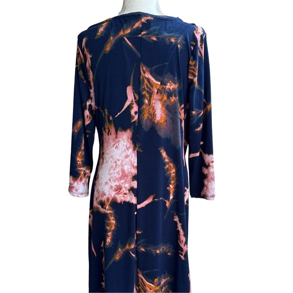 Simply Vera Wang 3/4 Sleeve Blue Pink Diagonal Drape Abstract Print Dress size L - Picture 7 of 13